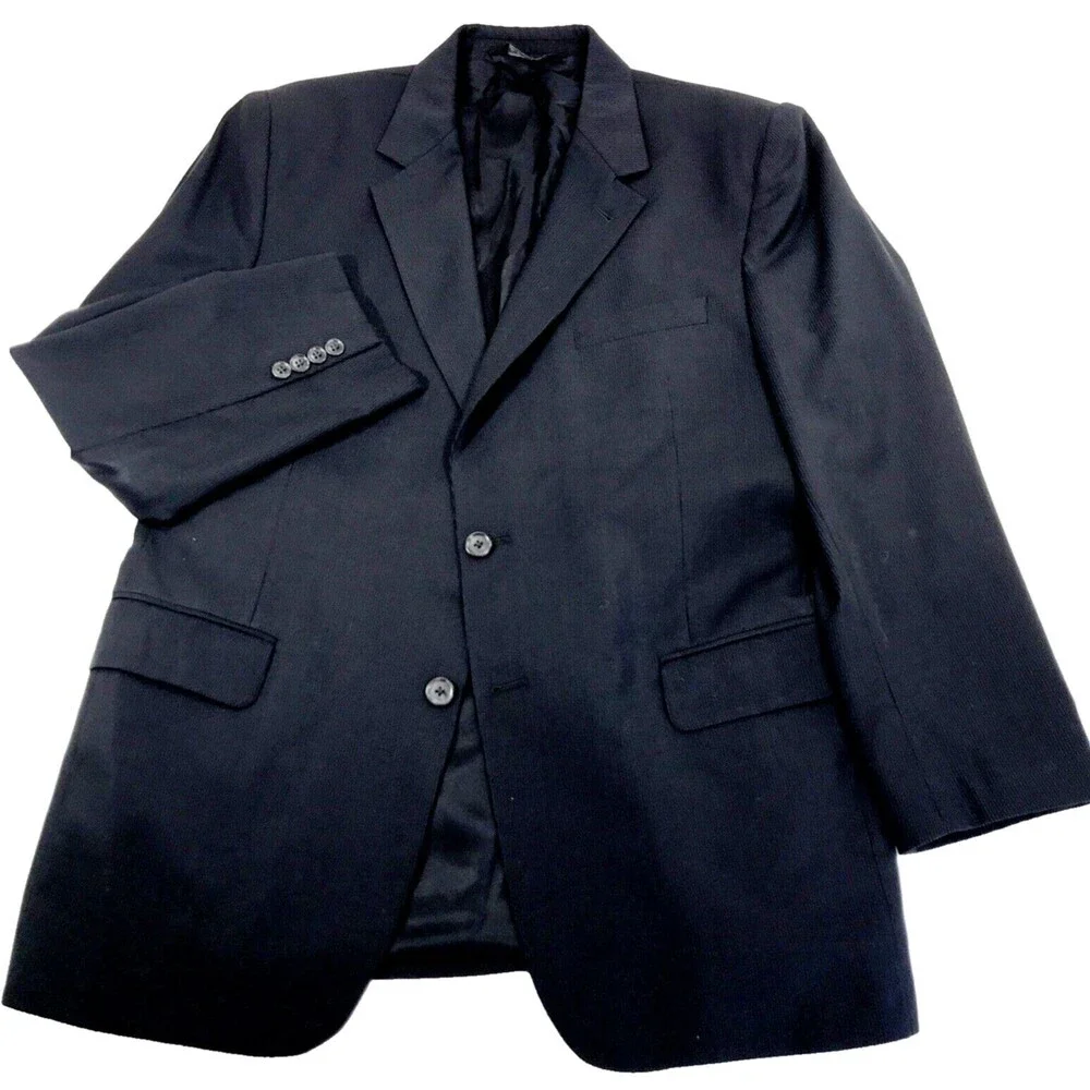 Jos A Bank Signature Chalk Stripe Sport Coat Wool Black 42 Academia Preppy